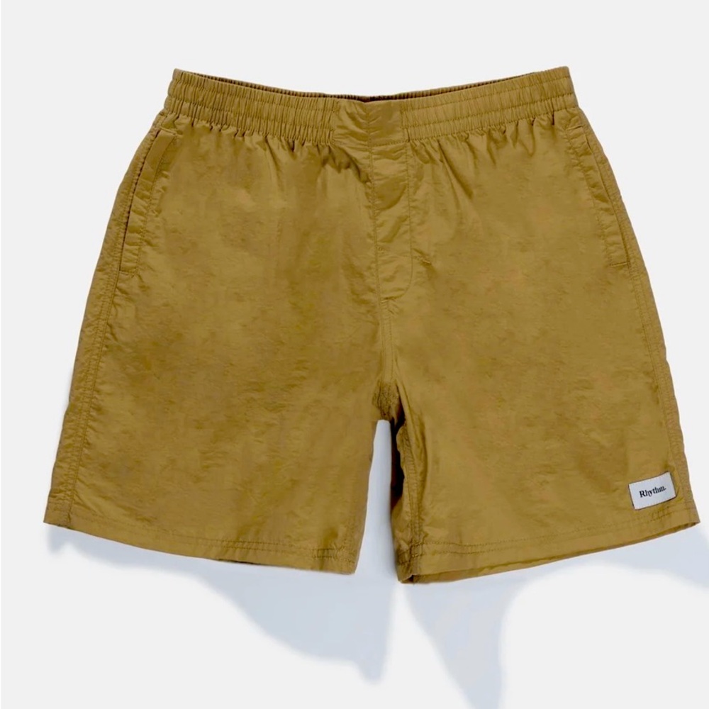 Rhythm men’s Mod Sport Jam shorts in Camel color. Size 34. NEW WITH TAGS